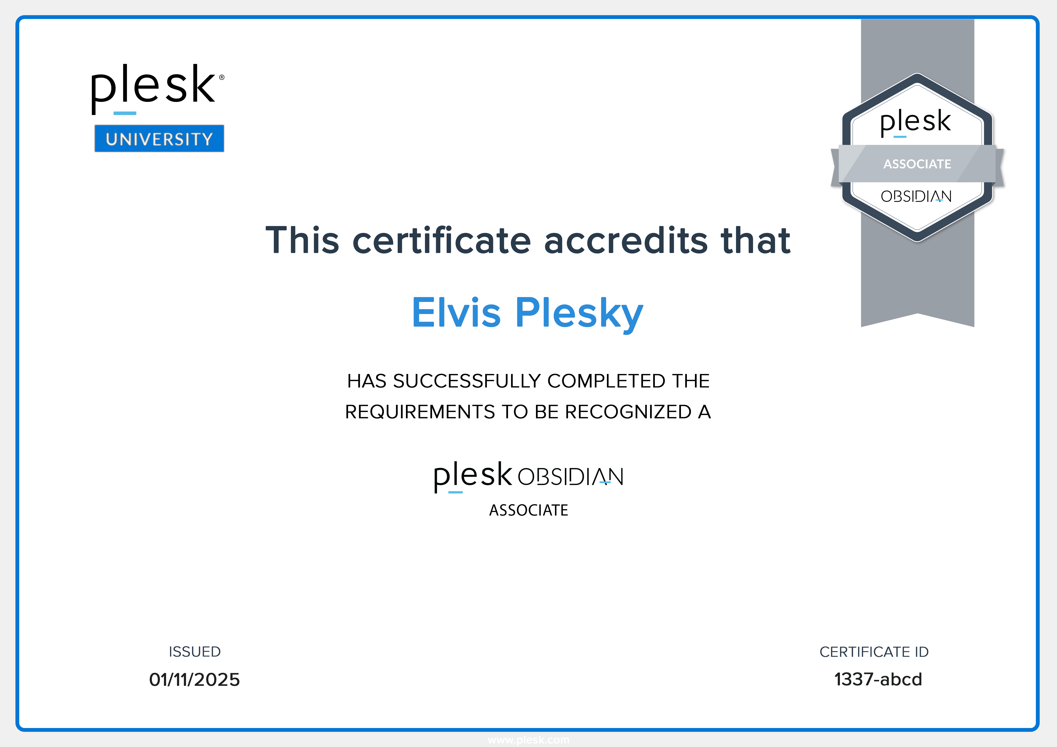 Certificate example